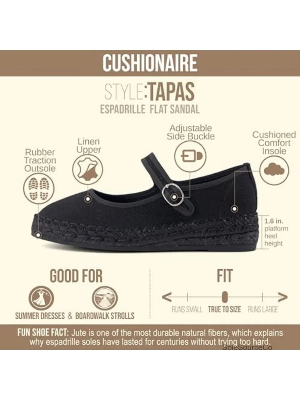 Cushioned Canvas Mary Jane Espadrille Flats with Adjustable Strap